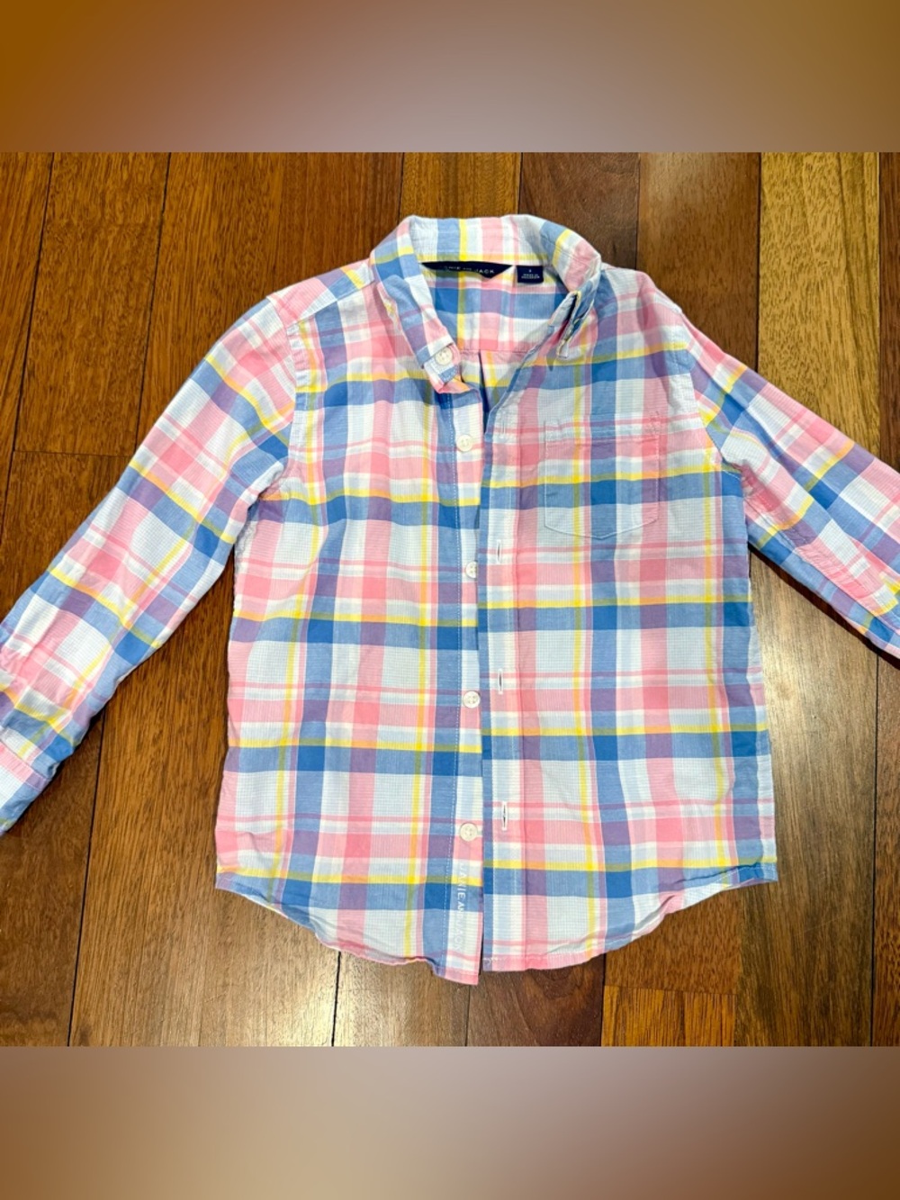 Janie and Jack Pastel Plaid Button-Down Shirt in Pink, Blue & Yellow Sz 3T